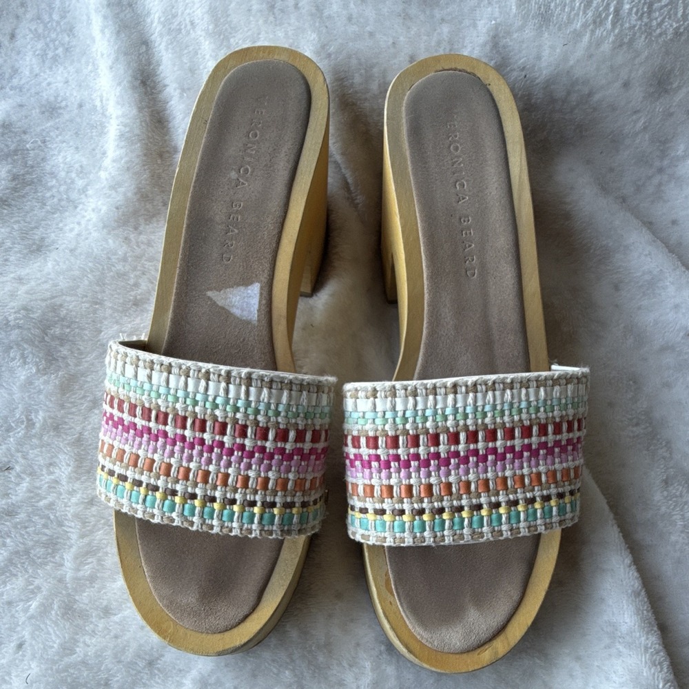 Veronica Beard Multicolored Wooden Platform Sandals Size 9